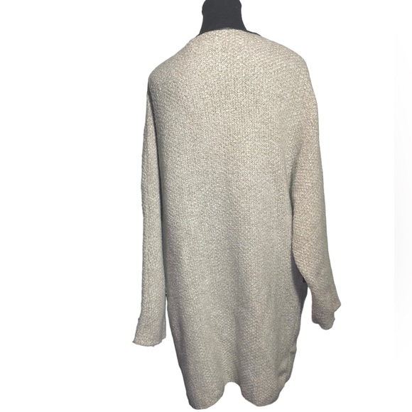 Zara Open Midi Faux Leather Lined Beige Cardigan Women’s Size Medium - Picture 3 of 7